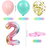 32pcs 2nd Birthday Decorations, Gradient Balloons & Banner for Boys Girls Party