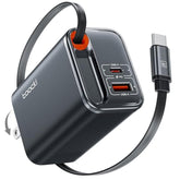 3 In 1 Retractable Wall Charger 67W, Super Fast Charger Usbc Charging Block With Type-C Cable & 2 Usb Ports For Macbook Air, Ipad Pro, Galaxy S25, Iphone 16/15, Pixel10 Pro, Laptops