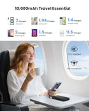 3C Certified Power Bank - 10000mAh 20W Fast Charging Battery Pack with Built-in 4 Cable Smart LED Display Flight-Approved Portable Charger Travel