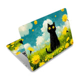 Oil Painting Cat Laptop Skin Stickers Cutable Universal Size Fits 12" 13" 13.3" 14" 15 Inch Laptop Cute Yellow Flower Removable Waterproof Notebook Art Decals Pc Protector Cover Sticker