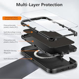Compatible With Iphone 16 Case With Screen Protector, Shockproof, Compatible With Magsafe, 3-Layer Drop Protection, Heavy Duty Magnetic Phone Case Cover, 6.1", Black/Black
