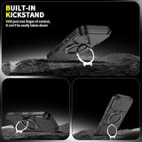 Dteck Shockproof Phone Case for iPhone 17 Pro (6.3", 2025 Release) with Slide Camera Cover and Rotating Kickstand, Compatible with MagSafe Accessories, Black