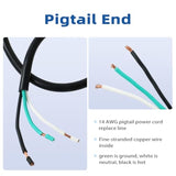 2 Pack 12 Ft 14/3C Sjtw Appliance And Power Tool Cord, 14 Gauge 3 Prong Heavy Duty Rlacement Power Supply Cord Cable, 110V 115V 120V Ac Pigtail, 15A, 1875W