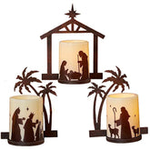 Holiday Nativity Candleholders Christmas Season - A Set Of 3 Flameless Christmas Nativity Scene Candles, Holiday Home Decor Accents