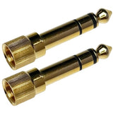 2-Pack 1/4" Stereo Phone Screw-On Adapter - Male 1/8" To Male 1/4" - 3.5Mm Stereo To 6.35Mm Stereo