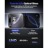 2 Pack For Iphone 15 Pro Tempered Glass Screen Protector:9H+ Durable, Auto Positioning, Bubble Free, High Definition, Easy Installation