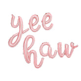 Rose Gold Yee Haw Birthday Balloons & Banner – Western Cowgirl Party Decorations Kit