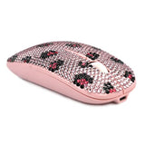 Pink Bling Crystal Rhinestone Wireless Mouse Sparkly Computer Mouse With Usb Receiver For Girls, Bedazzled Leopard Mice For Notebook, Pc, Laptop, Macbook (Pink)