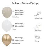 White Sand Gold Balloon Garland Arch Kit-158Pcs Nude White Chrome Gold Neutral Balloons For Boho Wedding Baby Bridal Shower Baptism Engagement Neutral Birthday Party Decorations