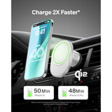 Belkin Wireless Car?Charger 15W - MagSafe-Compatible Magnetic Charger - Qi2-Certified Wireless Charger, Magnetic Car Vent Phone Mount for iPhone 16, 15, 14, 13, 12, & Samsung Galaxy S25 Series - Gray