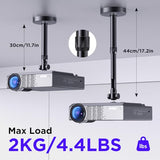 Projector Ceiling Mount with New Gimbal, Adjustable Length Projector Mount, ¼-Inch Screw, Compatible with Most Projectors, Ceiling/Wall Use with