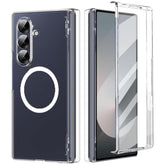 Magnetic For Galaxy Z Fold 7 Case Clear With Screen Protector & Hinge Protection, Compatible With Magsafe, Slim Fit Lightweight Hard Pc Transparent Skin Bumper Cover Shockproof Non-Slip (Clear)