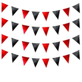 39ft Red Black Glitter Fabric Bunting Banner Triangle Flags Cotton Pennant Party Decor