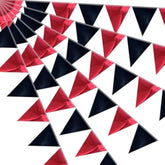 64Ft Black Red Triangle Pennant Banner Flag Metallic Paper Bunting Garland For Hanging Backdrop Birthday Party Decorations Graduation Bachelorette Bridal Wedding Baby Shower New Year Party Supplies