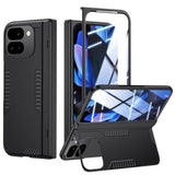 Slim Hinge Stand Case for Google Pixel 9 Pro Fold with Screen Protector & Wireless Charging (Black)