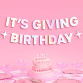 It’s Giving Birthday Banner Iridescent Foil 3Ft Fun Party Decor Photobooth Backdrop