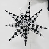 2*12 Pcs Black White Checkered Explosion Pointed Star Foil Balloons/4D Checkered Racing Balloons/Race Car Birthday Party Supplies/Las Vegas Casino Party/Father'S Day Boys Birthday Party (2 Pcs Black)