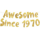 Awesome Since 1970 Gold Glitter Banner - 55Th Birthday And Anniversary Party Decorations