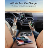 55W 4-Port Car Charger, Pd3.0 Qc3.0 Super Fast Charging Usb C Car Charger For Multiple Devices, Cigarette Lighter Adapter For Iphone 16/15/14 Series, Ipad Pro, Samsung S25/S24 Ultra, Pixel