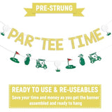 Let'S Par-Tee Banner - Par-Tee Time Sign, Golf Themed Birthday Banner, Retirement Party Decor For Golf Lover, Golf Party Decorations Gold Glitter