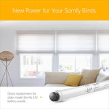 somfy 12V DC Reloadable Battery Tube - Power Blinds & Shades - Replacement Battery Tube - Wall Mount Clips Included - #9018685