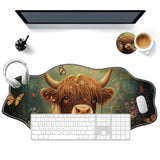 Large Extended Gaming Mouse Pad Xxl 31.5X15.75 In,Kawaii Aesthetic Mousepad,Laptop Keyboard And Mouse Mat For Women Office Gamer Girl Decor,Highland Cow Floral