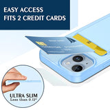 For Iphone 14 Case/Iphone 13 Wallet Case,Card Holder Slot Ultra Bling Slim Clear Flexible Tpu Soft Silicone Protective Phone Case Cover For Iphone 13/14 Light Blue
