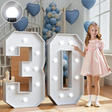 Marquee Numbers 3 Feet Tall Big Light Up Numbers 30Th Birthday Decorations Women Men White Anniversary Party Decor Large Cardboard Prop Backdrop Sign 30