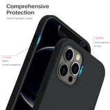 Compatible With 12 Case, Compatible With 12 Pro Case, Slim Liquid Silicone 3 Layers Full Covered Soft Gel Rubber Phone Case Cover 6.1 Inch-Black