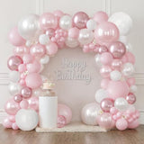 Pink And White Balloons Arch Kit, Double Stuffed Pastel Pink Balloon Garland Include Light Pearl Pink White And Metallic Pink Balloons For Coquette Wedding Birthday Party Bridal Shower Decorations