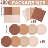 200PCS Boho Baby Shower Plates & Napkins Set for 25 Guests - Brown Gradient