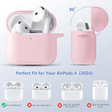 For Airpods 4Th Generation Case Cover(2024),Soft Silicone Full Protective Case For Airpods 4 Case With Keychain & Cleaner Kit,Compatible With Apple Airpods 4 For Women,Men?Lightpink?
