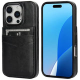 iPhone 16 Pro Wallet Case with Card Holder and Kickstand, Black