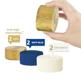 Navy Blue Party Decorations - 6 Rolls Navy Blue Gold Ivory Crepe Paper Streamers Tassels Paper For Graduation Party Bridal Shower Wedding Birthday Supplies