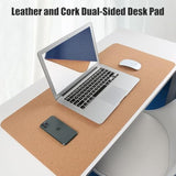 Pvc Leather And Cork Dual-Sided Desk Pad Protector With Storage Belt, Multifunctional Office Desk Pad, Waterproof Desk Mat For Office/Home, 80 X 40 Cm / 31.5 X 15.7 Inch (Milktea & Cork)