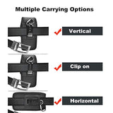 Phone Holster For Samsung Galaxy S25 Ultra S24 Plus S23 S22 S21 Fe S20 Note 20 A35 A16 A23 A15 A51 A71, Moto G Stylus 5G Nylon Cell Phone Belt Clip Holster Carrying Pouch W Card Holder,Black