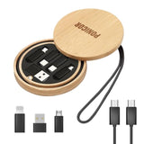 Round Multi Usb Charging Adapter Cable Kit For Travel, Fast Charging And Data Transfer With Type C To Ios Device/Type C/Micro/Usb A Adapter, Pocket Cable Kit For Travel Gadget