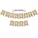 Pre-Strung Congrats Grad Banner - No Diy - Gold Glitter Graduation Party Banner - Pre-Strung Garland On 6 Ft Strand - Gold Grad Congrats Class Of 2025 Party Decorations & Decor. Did We Mention No Diy
