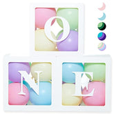 One Boxes For 1St Birthday With 24 Balloons For 1 Year Old Party - Baby First Birthday Decorations Clear Cube Blocks 'One' Letters As Cake Smash Photoshoot Props In Pastels Rainbow Unicorn Theme