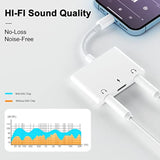 3 In 1 Dual 3.5Mm Headphone Jack Adapter - Earphone Jack Audio And Charging Adapter - Headphone Splitter For Iphone 14/13/ 12/11/ X/ 8/ Ipad - White