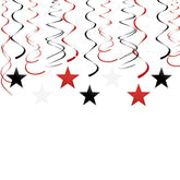 30 Pcs Red Black White Star Hanging Swirl Ceiling Decorations