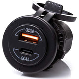 36W Socket Dual Usb Type C Pd 3.0 (36W) + Usb A Qc4.0 (18W) Fast Charger For Car, Boat, Marine & Rvs