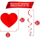 Red Hanging Heart Decorations - Pack Of 18, No Diy | Red Foil Heart Swirls Decorations For Hanging Hearts Decorations | Romantic Decorations Special Night | Happy Anniversary Decorations