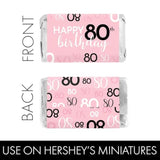 Pink, Black, And White 80Th Birthday Party Mini Candy Bar Wrappers - 42 Count, 80Th Birthday Decorations For Women
