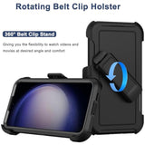 For Samsung Galaxy S23 Case With 2X Screen Protector, Dual Layer Bumper Cover With Belt Clip Holster & Kickstand, Full Body Heavy Duty Shockproof Phone Case For Galaxy S23 (Black)