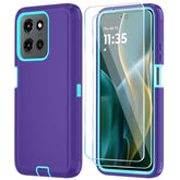 Phone Case For Motorola Moto G 2025/Moto G Play 5G 2025 Case With Hd Screen Protector, Heavy Duty Shockproof & Dropproof 3-Layer Cover Phone Case,Purpleskyblue