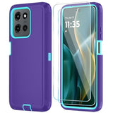 Phone Case For Motorola Moto G 2025/Moto G Play 5G 2025 Case With Hd Screen Protector, Heavy Duty Shockproof & Dropproof 3-Layer Cover Phone Case,Purpleskyblue