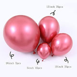 100Pcs Metallic Pink Latex Balloons Various Sizes Chrome Balloon 18/12