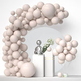 Boho Beige & Ivory White Blush Balloon Garland Arch Kit - Double Stuffed 2 Layer Thick Pastel Latex Balloons In 5In, 12In & 18In Sizes