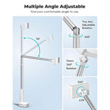 Phone Holder, Flexible Long Arm,Overhead Mount,360° Angle Adjustable,Aluminum Alloy, C Clamp For Headboard Bedside&Table&Desk,Compatible With 3.5"-6.9" Phone, 16 15 Plus/Pro Max W